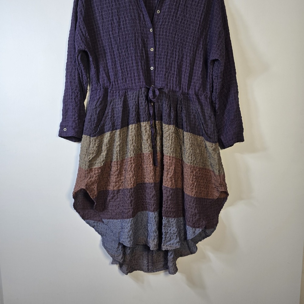 Free People Shirtdress Ray Of Light Size S Dress Purple Stripe Pockets Tie Waist - Picture 5 of 9